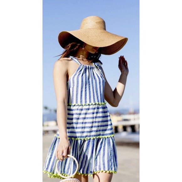 TESSORA Sydni Printed Halter‎ Pompom Short Dress Neiman Marcus Sz S Retail $250 - Picture 1 of 15